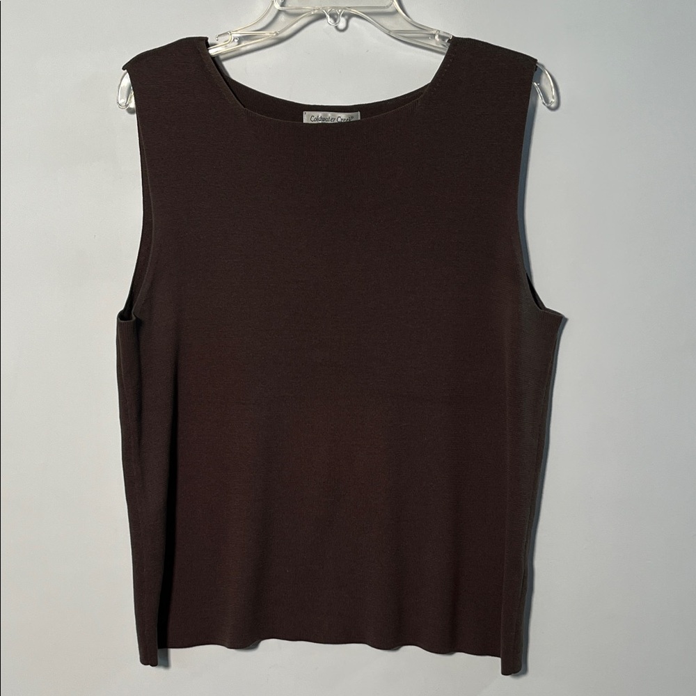 COLDWATER CREEK Career Silk/Cotton SQ Neck Blazer Friendly Olive Sweater Tank 1X